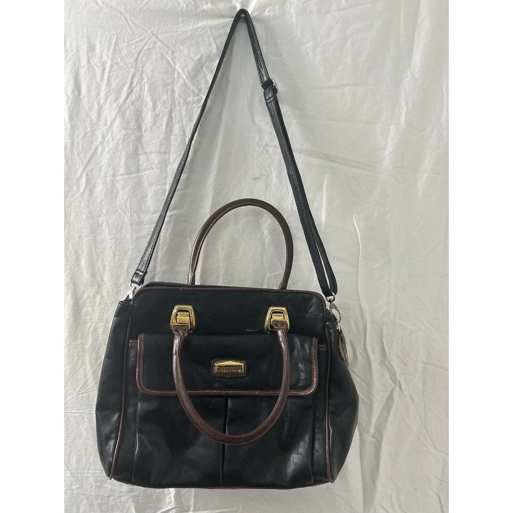 Rosetti Black Faux Leather Satchel Purse Handbag
